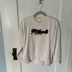 Madewell Cream Crewneck Sweatshirt with Black Script Logo